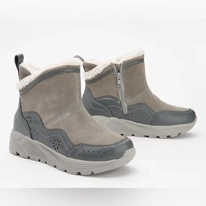 Earth Journey Verve Waterproof Suede Boots Grey  Faux Fur Lining 7.5 M